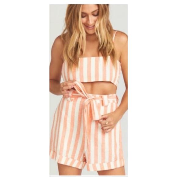 SHOW ME YOUR MUMU Kenny Scarf Top & Hadley Short Set Dreamsicle Stripes Size S - Picture 3 of 16